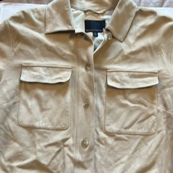 New-banana republic-S-tan(stone)-heritage suede shirt/jacket(Shacket) luxurious - Picture 12 of 16